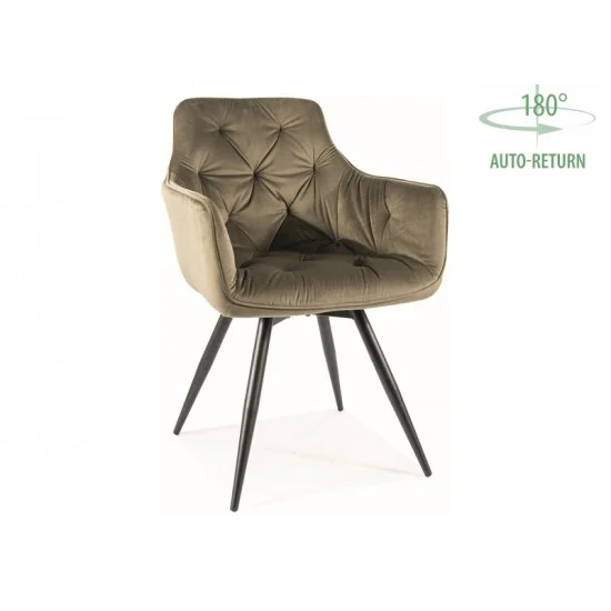 Крісло MANGO VELVET Чорний / BLUEVEL Оливковий 77 MANGOVCOL 1