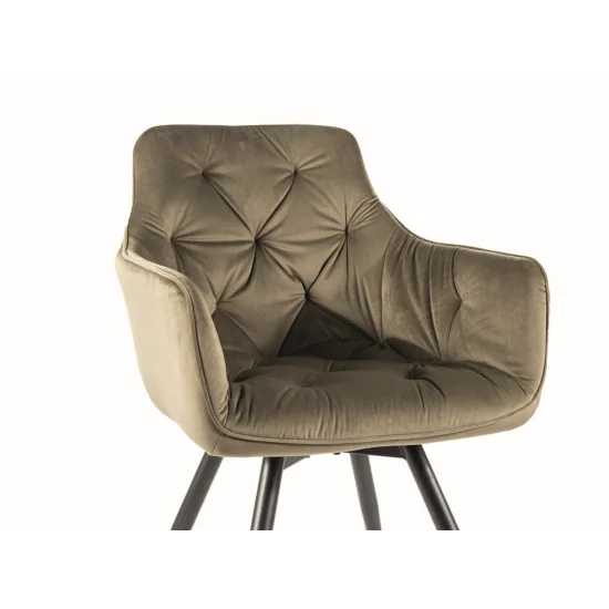 Крісло MANGO VELVET Чорний / BLUEVEL Оливковий 77 MANGOVCOL 2