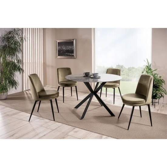 Стол обеденный TALIA Серый (эффект мрамора) / Черный диаметр 90 TALIASZC90 6