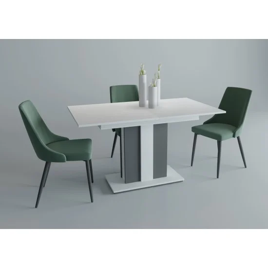 Стол обеденный Clasic 140(180)x80 Белая Аляска / Антрацит 10
