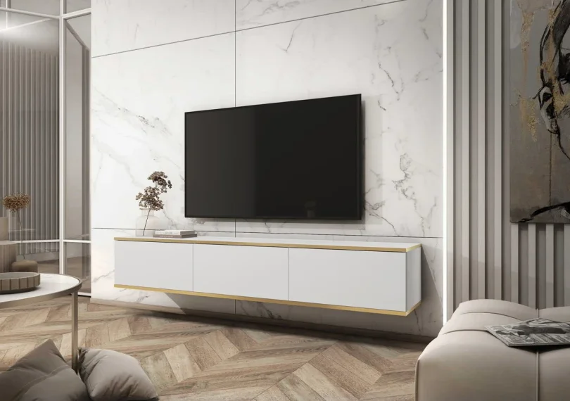 Тумба під телевізор навісна Оро / Oro 3-дверна RTV175 Білий