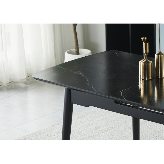 Стіл обідній розкладний BERLIN CERAMIC 140(180)*80 чорний мат кераміка/чорний каркас 4