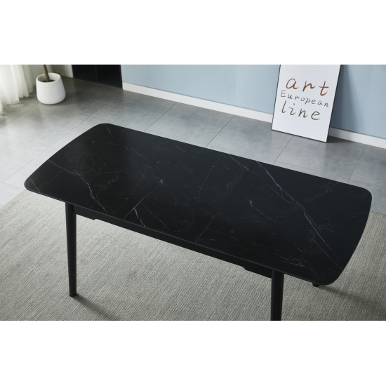 Стіл обідній розкладний BERLIN CERAMIC 140(180)*80 чорний мат кераміка/чорний каркас 5
