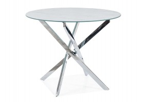 Стол обеденный AGIS эффект белого мрамора / Хром диаметр 90 AGISCCH90