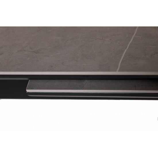 Стіл обідній розкладний BERLIN CERAMIC 140(180)*80 сірий мат кераміка/чорний каркас 6