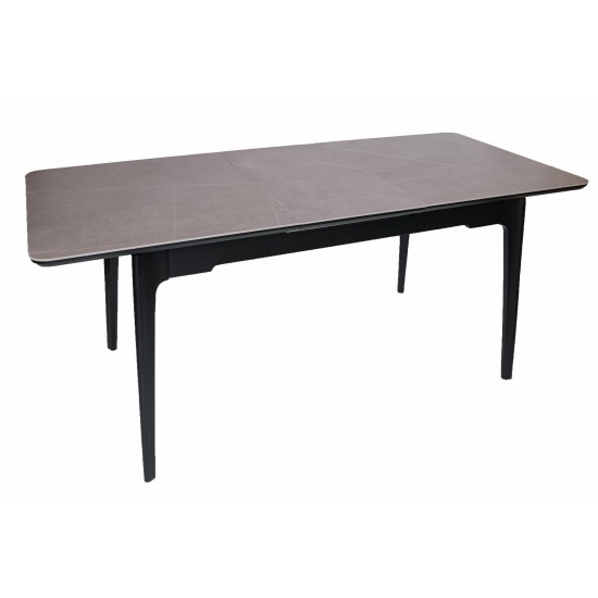 Стіл обідній розкладний BERLIN CERAMIC 140(180)*80 сірий мат кераміка/чорний каркас 4