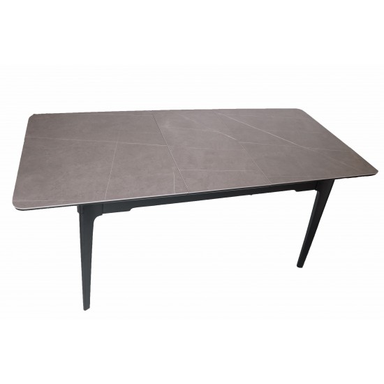 Стіл обідній розкладний BERLIN CERAMIC 140(180)*80 сірий мат кераміка/чорний каркас 3