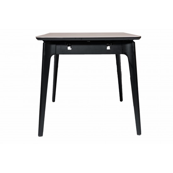 Стіл обідній розкладний BERLIN CERAMIC 140(180)*80 сірий мат кераміка/чорний каркас 15