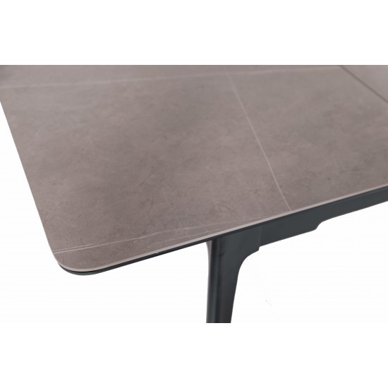 Стіл обідній розкладний BERLIN CERAMIC 140(180)*80 сірий мат кераміка/чорний каркас 17