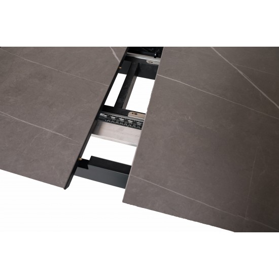 Стіл обідній розкладний BERLIN CERAMIC 140(180)*80 сірий мат кераміка/чорний каркас 2