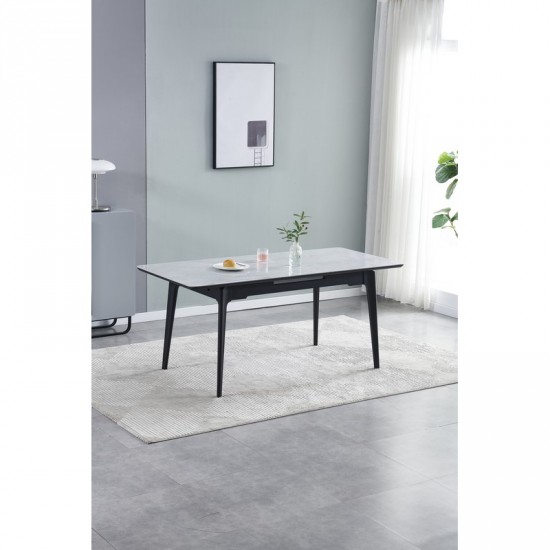 Стіл обідній розкладний BERLIN CERAMIC 140(180)*80 сірий мат кераміка/чорний каркас 23