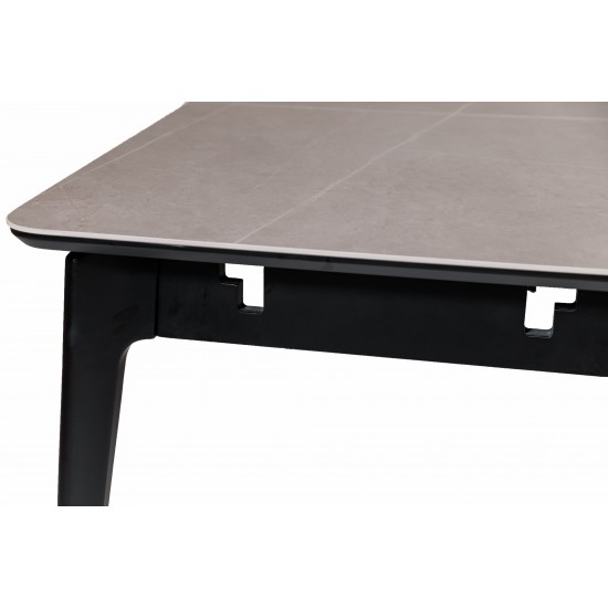 Стіл обідній розкладний BERLIN CERAMIC 140(180)*80 сірий мат кераміка/чорний каркас 10