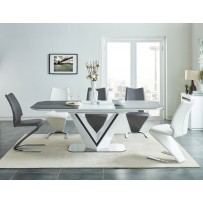 Стіл обідній Valerio Ceramic 160 (220) X90 Сірий / Білий VALERIOSZB