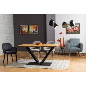 Стол обеденный Vector 180х90 Масив Дуб / Черный VECTORLDC180