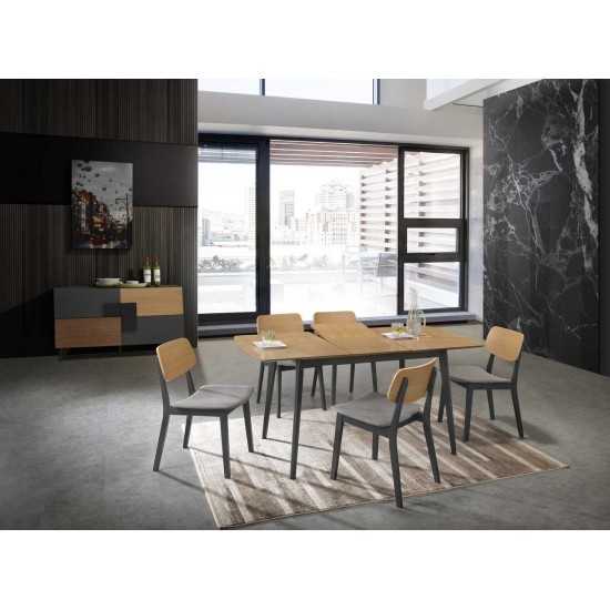 Стол обеденный раскладной Vitro II 120(160)х80 Дуб / Графит VITROIIDGR120 1