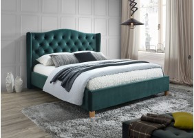 Двуспальная кровать Aspen Velvet 160X200 Зеленый / Дуб ASPENV160ZD