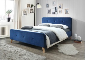 Двуспальная кровать Malmo Velvet 160X200 Синий / Дуб MALMOV160GRD