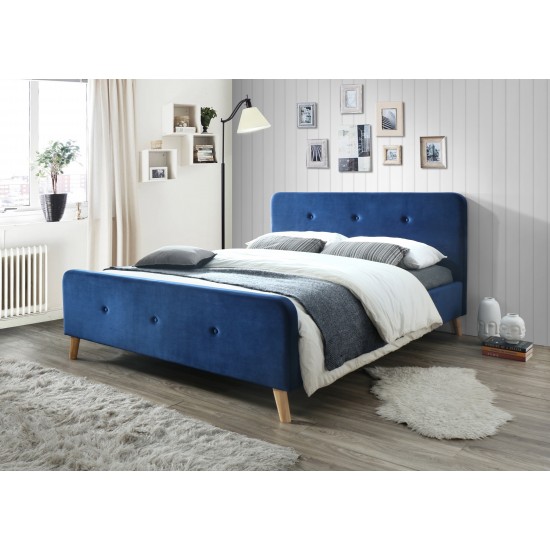Двуспальная кровать Malmo Velvet 160X200 Синий / Дуб MALMOV160GRD 1