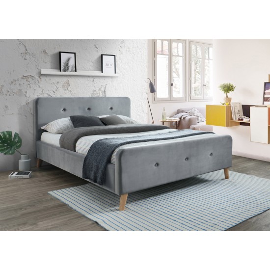 Двуспальная кровать Malmo Velvet 160X200 Серый / Дуб MALMOV160SZD 1