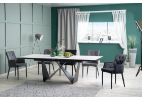Стол обеденный раскладной Cavalli II Ceramic 90x160 Белый Мармур / Черный Мат CAVALLIBC160