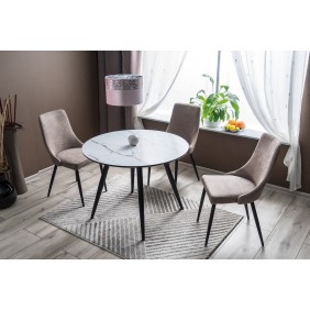 Стол обеденный Ideal 100x100 Ефект мармура / Черный каркас IDEALC100