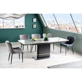 Стол обеденный раскладной Pallas Ceramic 160х90 (210) Эфект Мармура / Черный Мат PALLASCSZC160