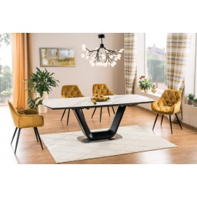 Стол обеденный раскладной Armani Ceramic 160(220)х90 Эффект Мармура / Черный Мат ARMANIBC160