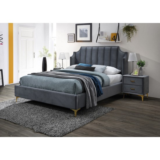 Двуспальная кровать Monako Velvet 160X200 Серый MONAKOV160SZZL 1