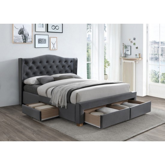 Двуспальная кровать Aspen II Velvet 160X200 Серый ASPENIIVSZD 1