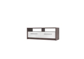 Virgo R Intarsio Тумба TV 140х53 см Дуб ансберг темный + ультра белый металлик