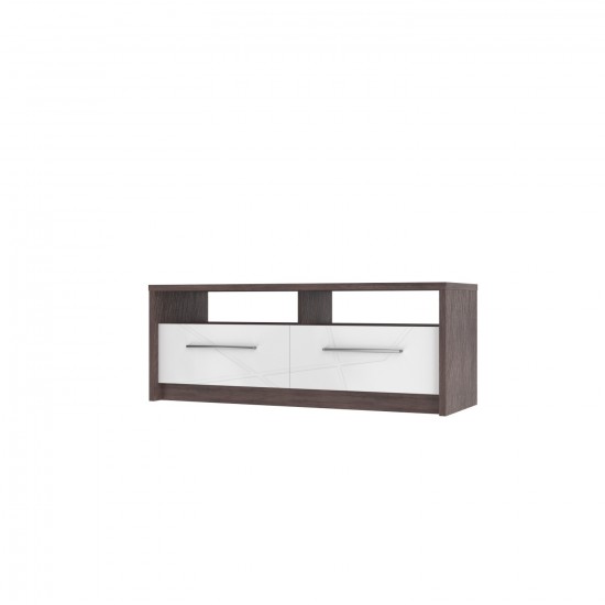 Virgo R Intarsio Тумба TV 140х53 см Дуб ансберг темный + ультра белый металлик 1