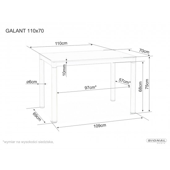 Стол обеденный Galant 110 x 70 Белый GALANTB 3
