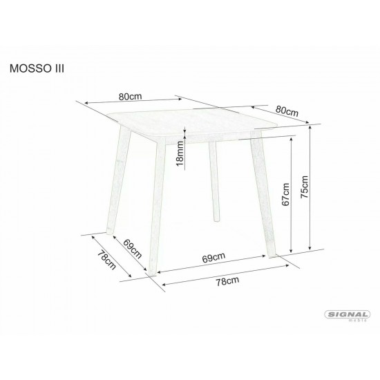 Стол обеденный Mosso III 80х80 Дуб MOSSOIIID80 2