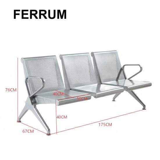 Секційні стільці для залу очікування FERRUM S3 3-місні срібні 6
