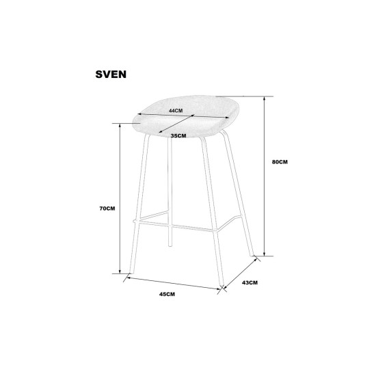 Барний стілець SVEN Чорний каркас / Сірий тк. 7