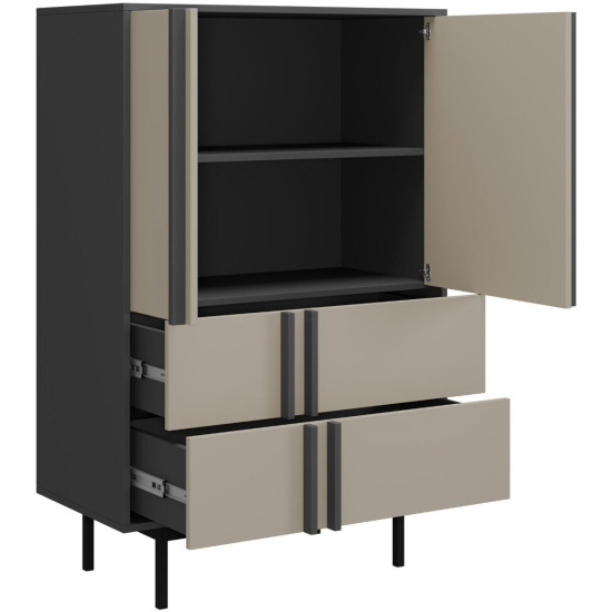 Витрина ALSY REG 5 83х127х43 антрацит / дуб 2