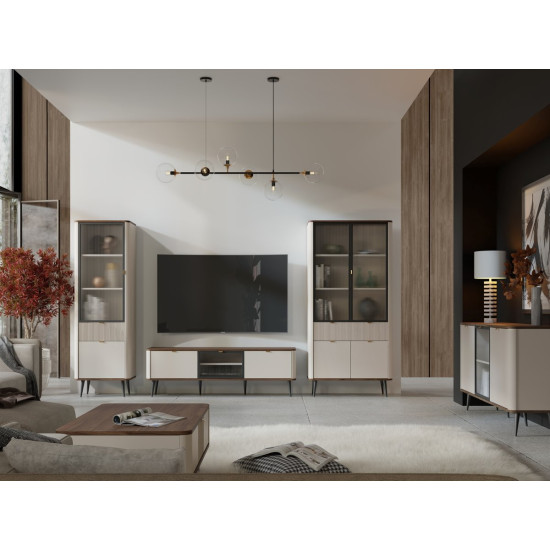 Витрина MARLY REG 3 60х191х40 кашемир / орех 5