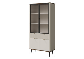 Витрина MARLY REG 2 90х191х40 кашемир / орех