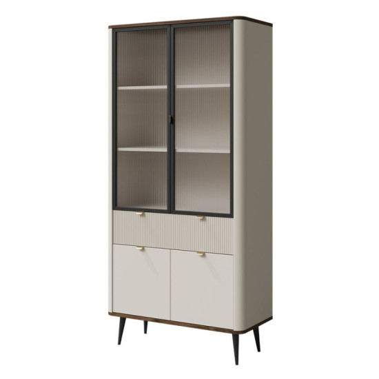 Витрина MARLY REG 2 90х191х40 кашемир / орех 1