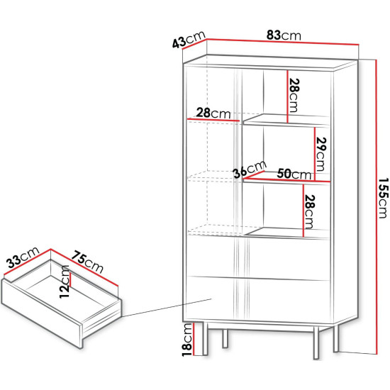 Вітрина ALSY REG 4 83х155х43 антрацит / бежевий 2