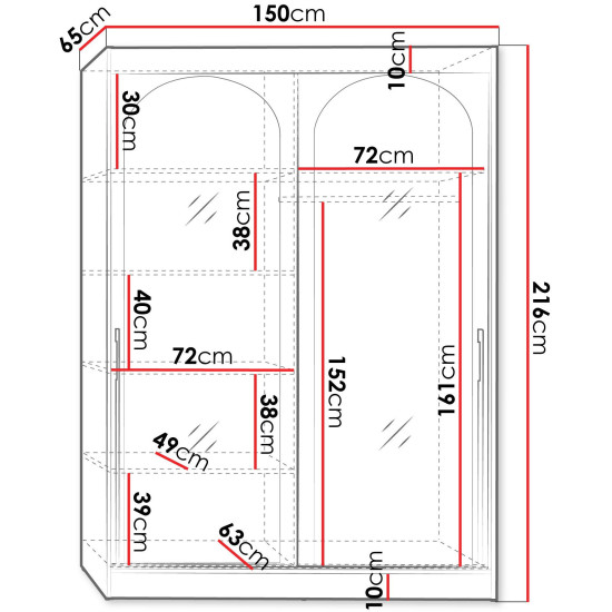 Шафа-купе MODIN 150 150х215х65 білий / золотий 2