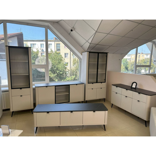 Витрина MARLY REG 2 90х191х40 кашемир / серый 5