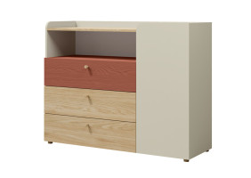 Комод YUKI REG 9 120х93х40 серый / бежевый / дуб / коньяк