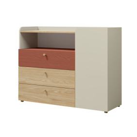 Комод YUKI REG 9 120х93х40 серый / бежевый / дуб / коньяк