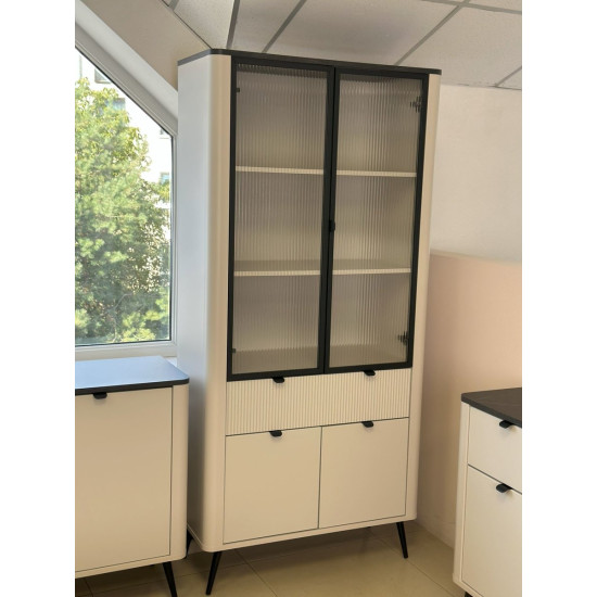 Витрина MARLY REG 2 90х191х40 кашемир / серый 6