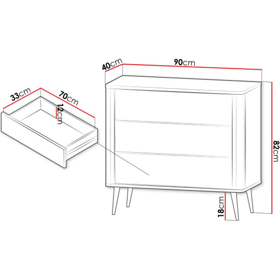 Комод MARLY REG 11 90х82х40 кашемир / орех 2