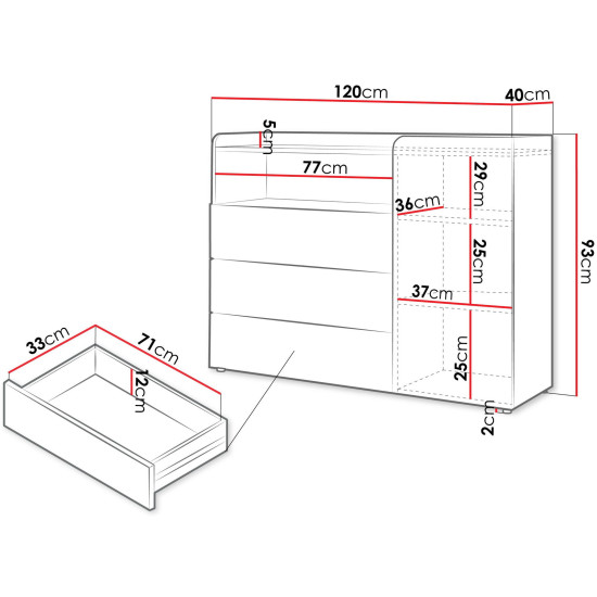 Комод YUKI REG 9 120х93х40 серый / бежевый / дуб / коньяк 2