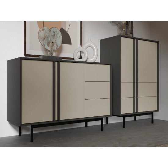 Комод ALSY REG 7 123х87х43 антрацит / бежевый 4