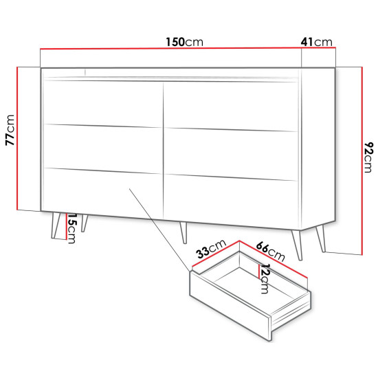 Комод ADEMO REG 3 150х92х41 орех / орех 2