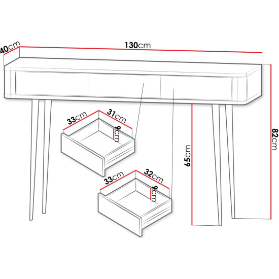 Туалетний столик MARLY REG 15 130х82х40 кашемір / сірий 3